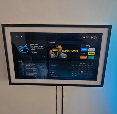 Echo Show 15 smart display installation with cables chased into wall in Grays