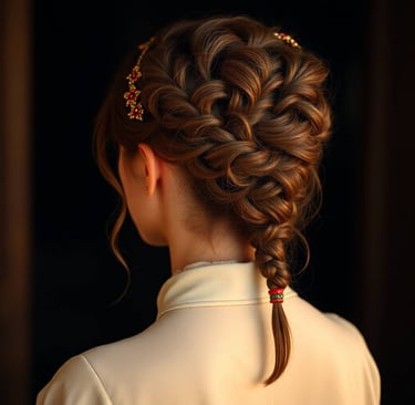 Braided Updo with Delicate Beaded Embellishments