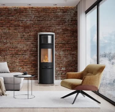 a modern fireplace with a modern fireplace and a modern fireplace