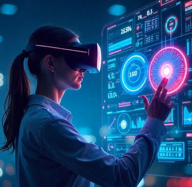 a woman in a virtual reality headset