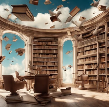 Flying Books in the library