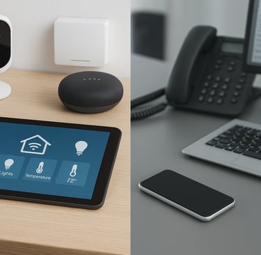Smart devices in home and office settings.