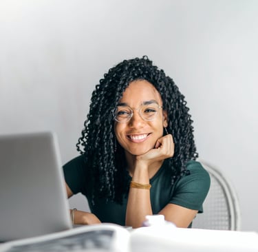 Young lady beginning a career in cybersecurity.