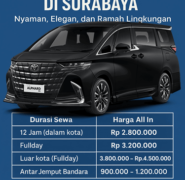 Harga Sewa Mobil Alphard Hybrid di Surabaya