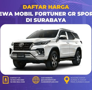 Harga Sewa Mobil Toyota Fortuner di Surabaya