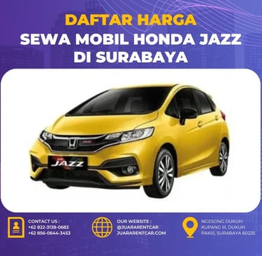 Harga Sewa Mobil Honda Jazz di Surabaya