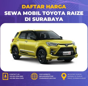 Harga Sewa Mobil Toyota Raize di Surabaya