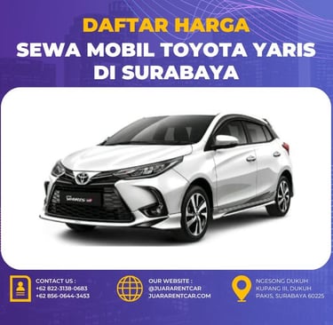Harga Sewa Mobil Toyota Yaris di Surabaya