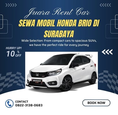 Sewa Mobil Honda Brio di Surabaya Juara Rent Car
