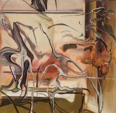 "The Ground Shifts Beneath Our Feet, the Trees have no Roots" Oil painting on canvas by Luke Agada