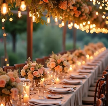 Ambiance décorative de mariage avec thème champêtre chic