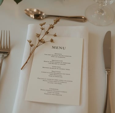 menu mariage fleurs sechees couverts réception interieure