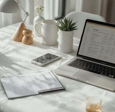 Planning d’événement détaillé avec checklist et ordinateur portable en lumière naturelle.