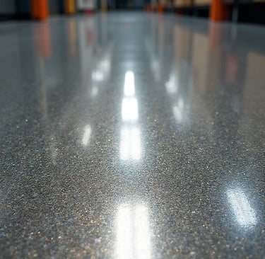 a room with epoxy flooring