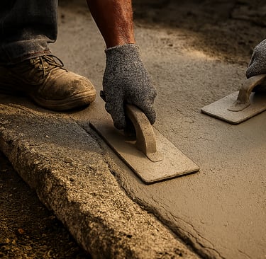 men are resurfacing a concrete block
