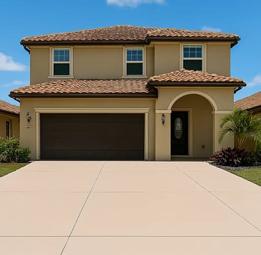 a house with a two driveway car