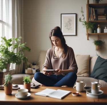 A set of dental instruments is arranged on a fabric with a hexagonal pattern. The tools include a dental mirror, a scaler, forceps, and a pair of tweezers, which are all made of shiny metal.
