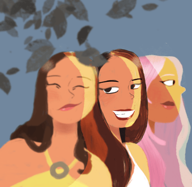 a woman with long hair and a necklace. 3 filles des amies. Diane Mulolo Faida