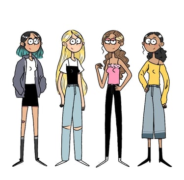 a group of cartoon characters with different expressions. Diane Mulolo Faida