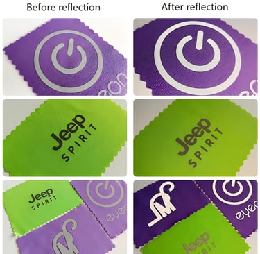 Reflective silicone heat label demonstrating an eye-catching and safe finishing option.