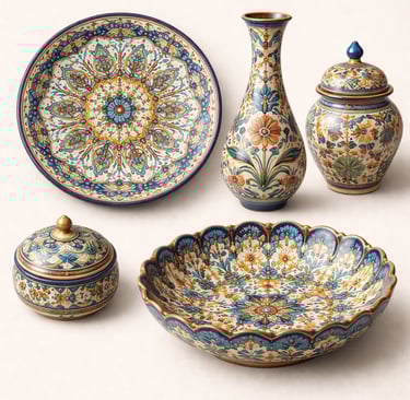 Hand painted ceramic décor items and tableware