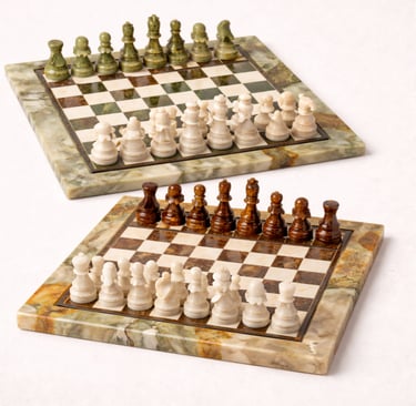 Handcrafted onyx marble chess set with carved pieces