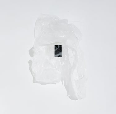 Contemporary art installation piece of a plastic bag called Duality by artist @LVF.LVX