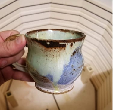 Mug and glaze made by John Bruce at Zebulon Pottery