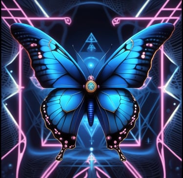 a blue butterfly butterfly on a blue background