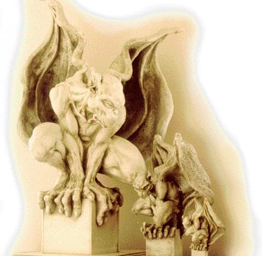 Three Sentinel Gargoyle Sculptures in three different sizes.