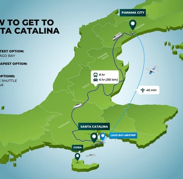 a map of the How to Get to Santa Catalina Panama