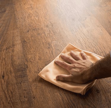 Beautiful hardwood floors, stained and finished with slick water based finish and dark walnut stain.