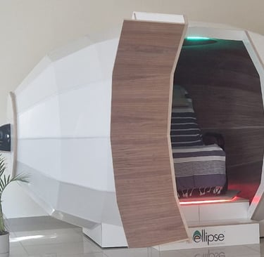 Harmonic Egg chamber for sound and light therapy in Mexico, promoting wellness and energy balance