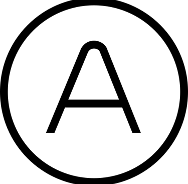 lettre A noire dans un cercle noir