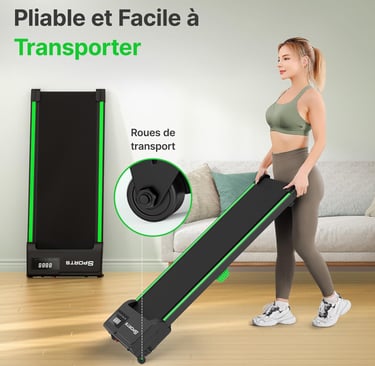 femme pousse un tapis roulant