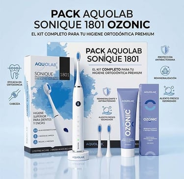 cepillo de dientes sónico Aquolab y pasta de dientes por la orthodoncia