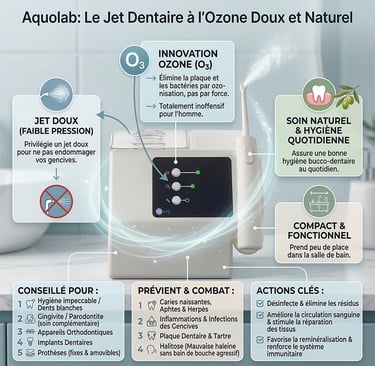 Infographie jet dentaire à l'ozone pour soigner la gingivite