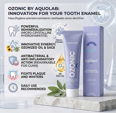 Infographic of the benefits for teeth and gums of ozone toothpaste without SLS