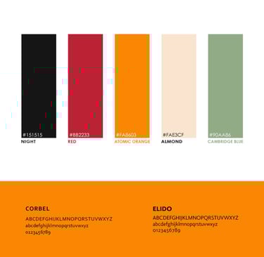 Les différentes couleurs et typographies à utiliser avec le logo