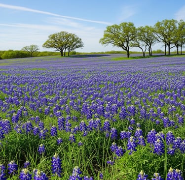 field of bluebonnet texas state flowers