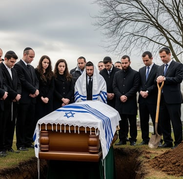 jewish funeral with mourners
