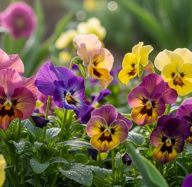 hybrid floweres of purple and yellow colors