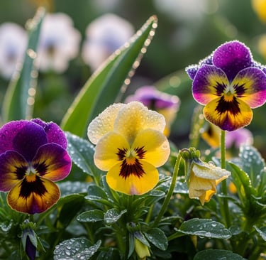yellow and purple hybrid flowers