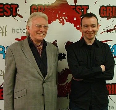James Moran and Alan Ford at the media wall at GrimmFest Film Festival