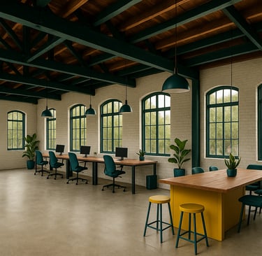 Historic warehouse conversion Tampa Bay interior view of a creative office loft 