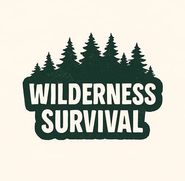 Wilderness Survival header with evergreen tree silhouette — outdoor survival skills, prepping, bushcraft category image