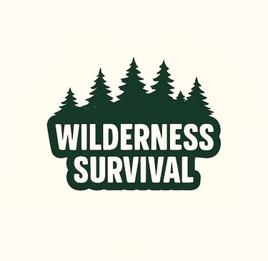 Wilderness Survival header with evergreen tree silhouette — outdoor survival skills, prepping, bushcraft category image