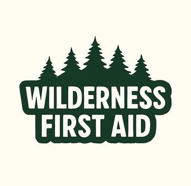 Wilderness First Aid category banner with forest icon — emergency care, survival medicine, outdoor injuries section header