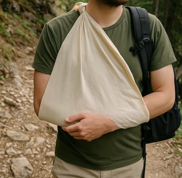 Improvised arm sling for wilderness injury support