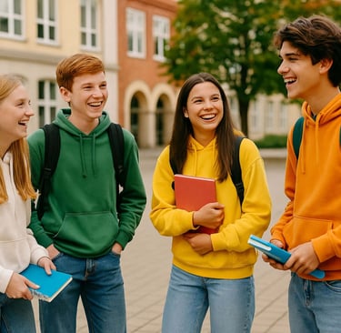 Hypnose gegen Prüfungsangst Innsbruck Teens im Schulhof